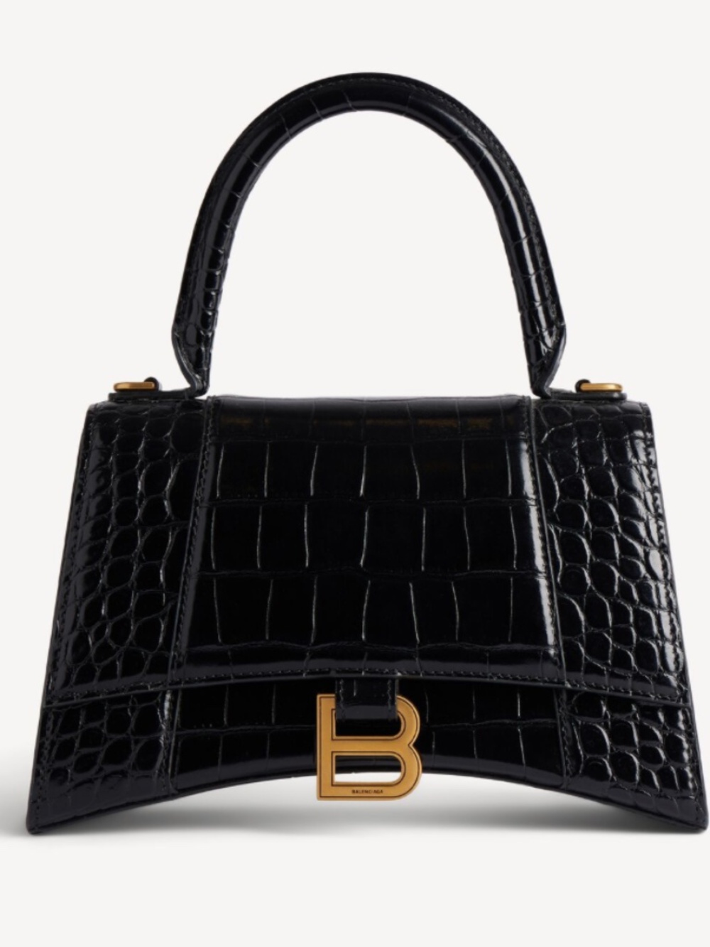Balenciaga Hourglass Handbag Small in black crocodile